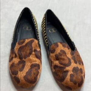Kelsi Dagger animal print studded slip on shoes 9